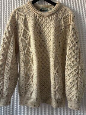 Vintage Aran Crafts cream Irish wool fisherman sweater knitwear unisex medium